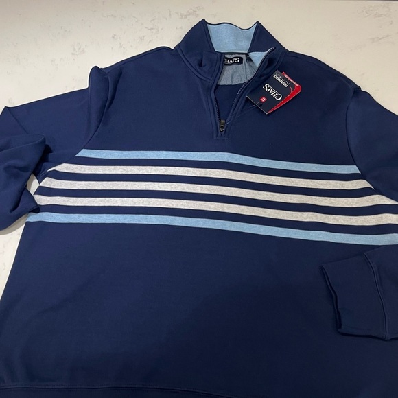 Chaps Men's Blue and Gray Zip-Up Sweater - Picture 10 of 15